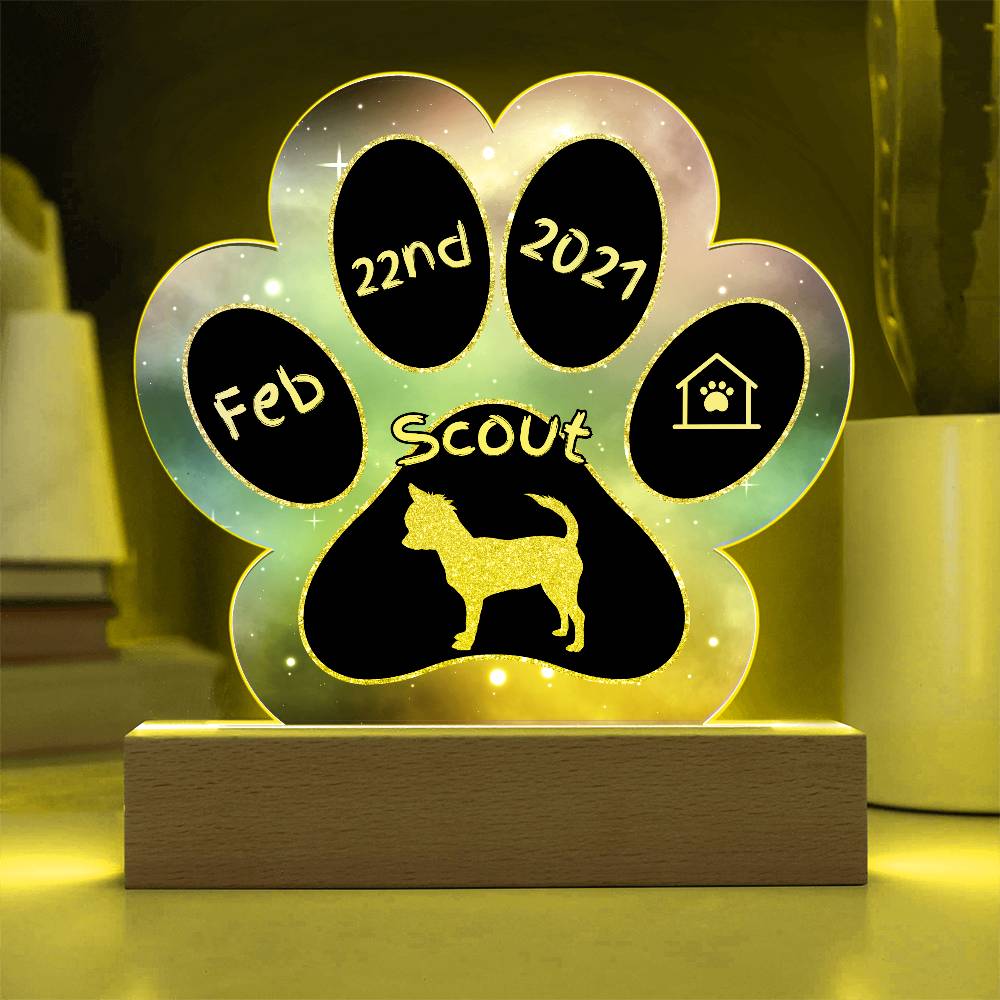 Chihuahua personalized Gotcha Day acrylic dog plaque - 7" paw print gift
