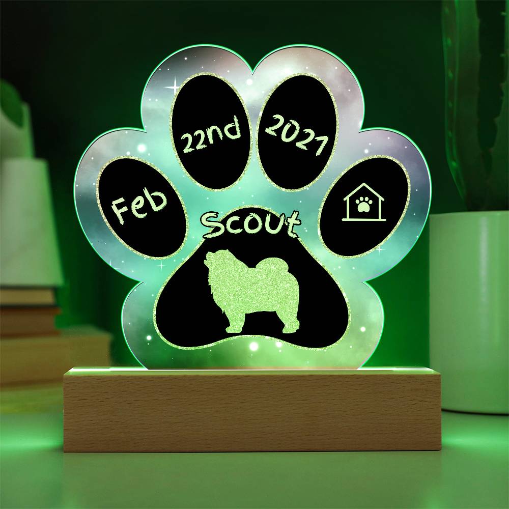 Chow Chow personalized Gotcha Day acrylic dog plaque - 7" paw print gift