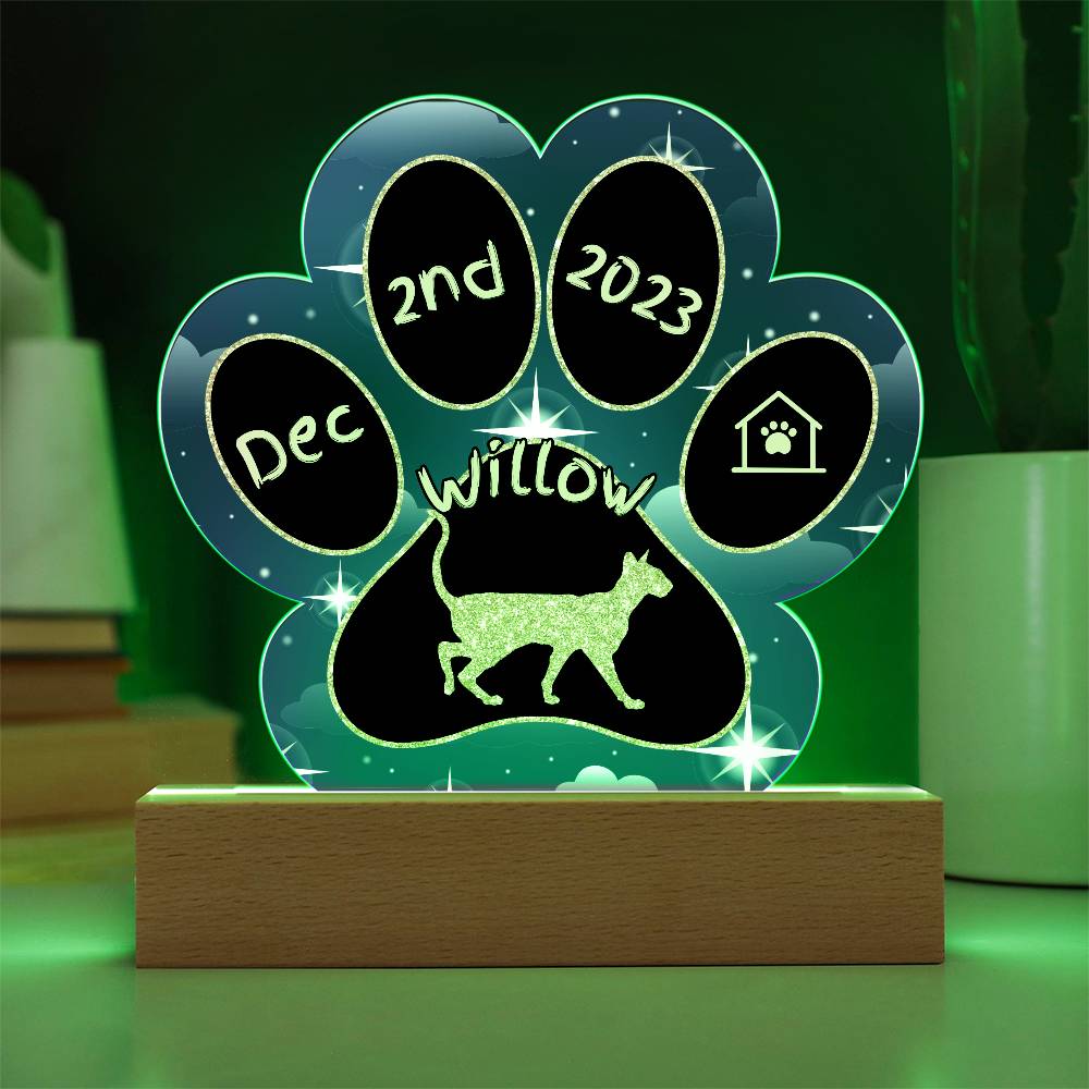 Colorpoint Shorthair Cat Gotcha Day Plaque - Custom 7" LED Acrylic Paw Print Adoption Gift