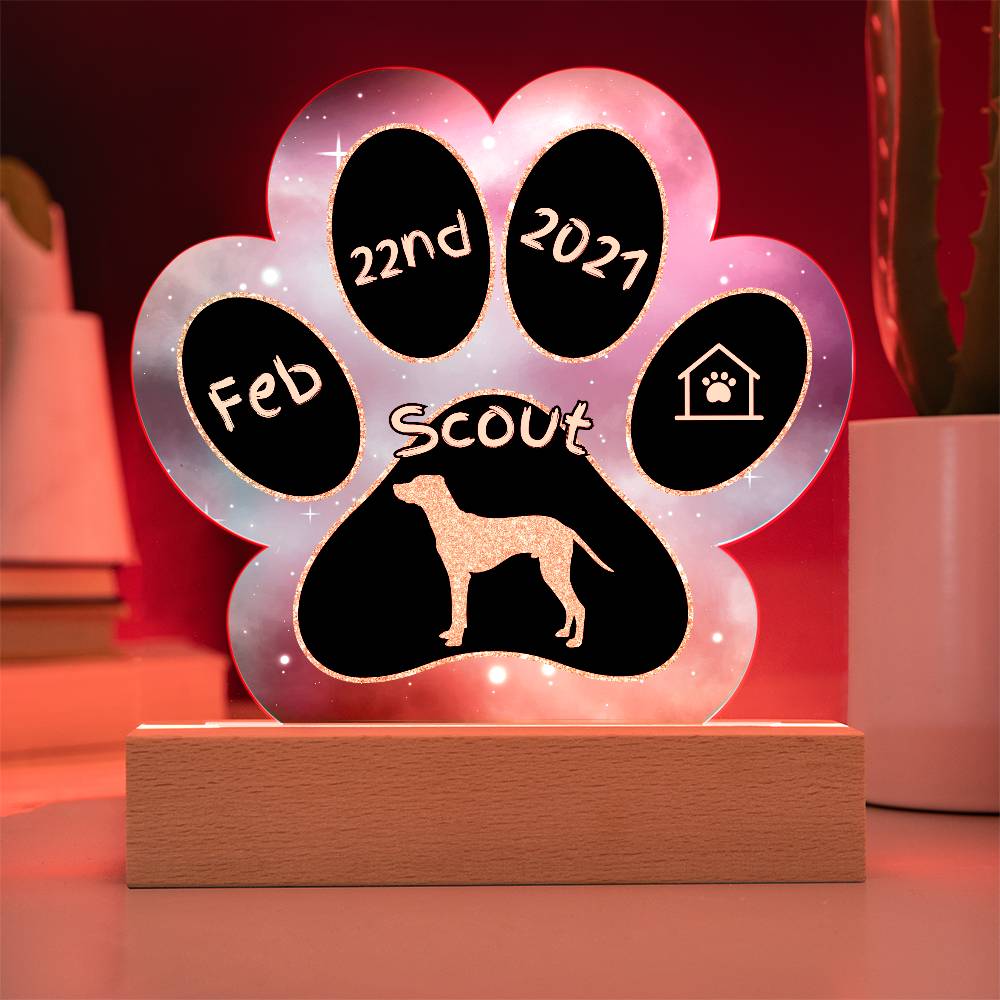 Dalmatian personalized Gotcha Day acrylic dog plaque - 7" paw print gift