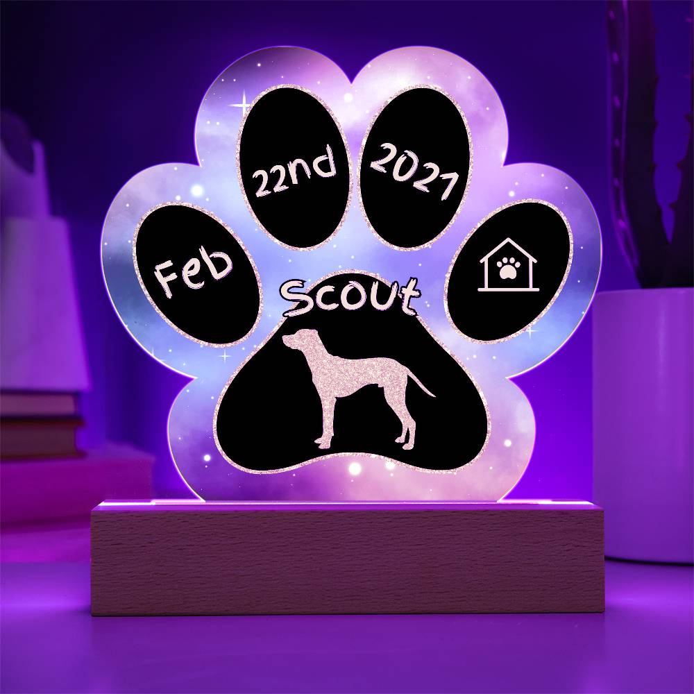 Dalmatian personalized Gotcha Day acrylic dog plaque - 7" paw print gift