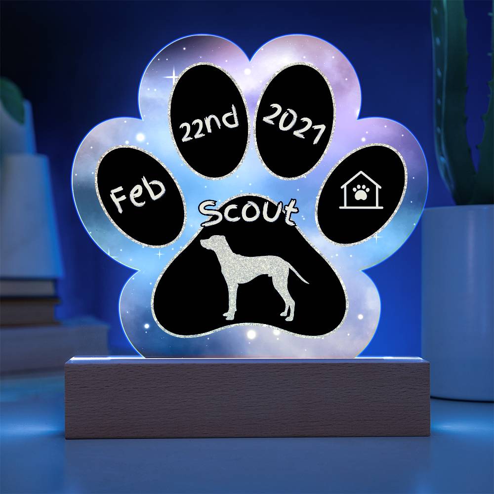 Dalmatian personalized Gotcha Day acrylic dog plaque - 7" paw print gift