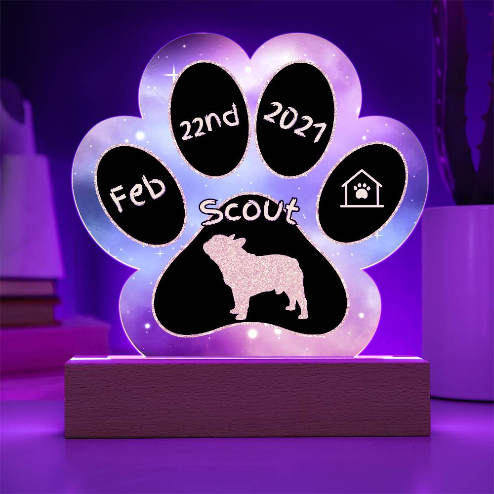7" Acrylic Paw Print Plaque - French Bulldog Personalized Dog Gotcha Day Gift - Homecoming Day Dog Plaque