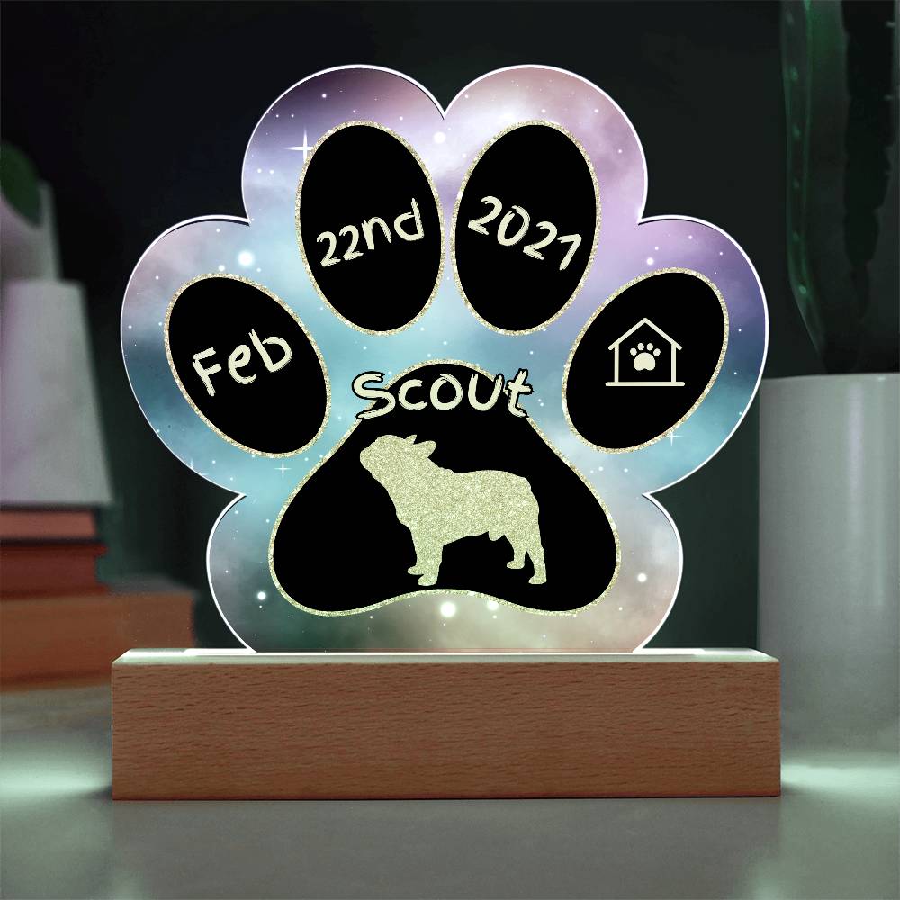 7" Acrylic Paw Print Plaque - French Bulldog Personalized Dog Gotcha Day Gift - Homecoming Day Dog Plaque