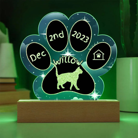 Shop our german rex personalized cat gotcha day acrylic paw print plaque featuring the Battery Powered LED Base style option from MySisterIsASurvivor.