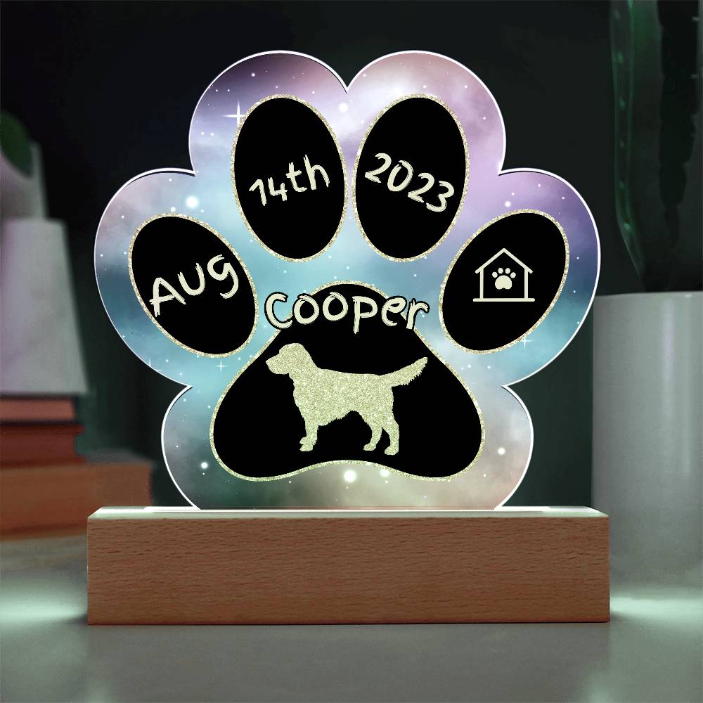 Gordon Setter personalized Gotcha Day acrylic dog plaque - 7" paw print sign