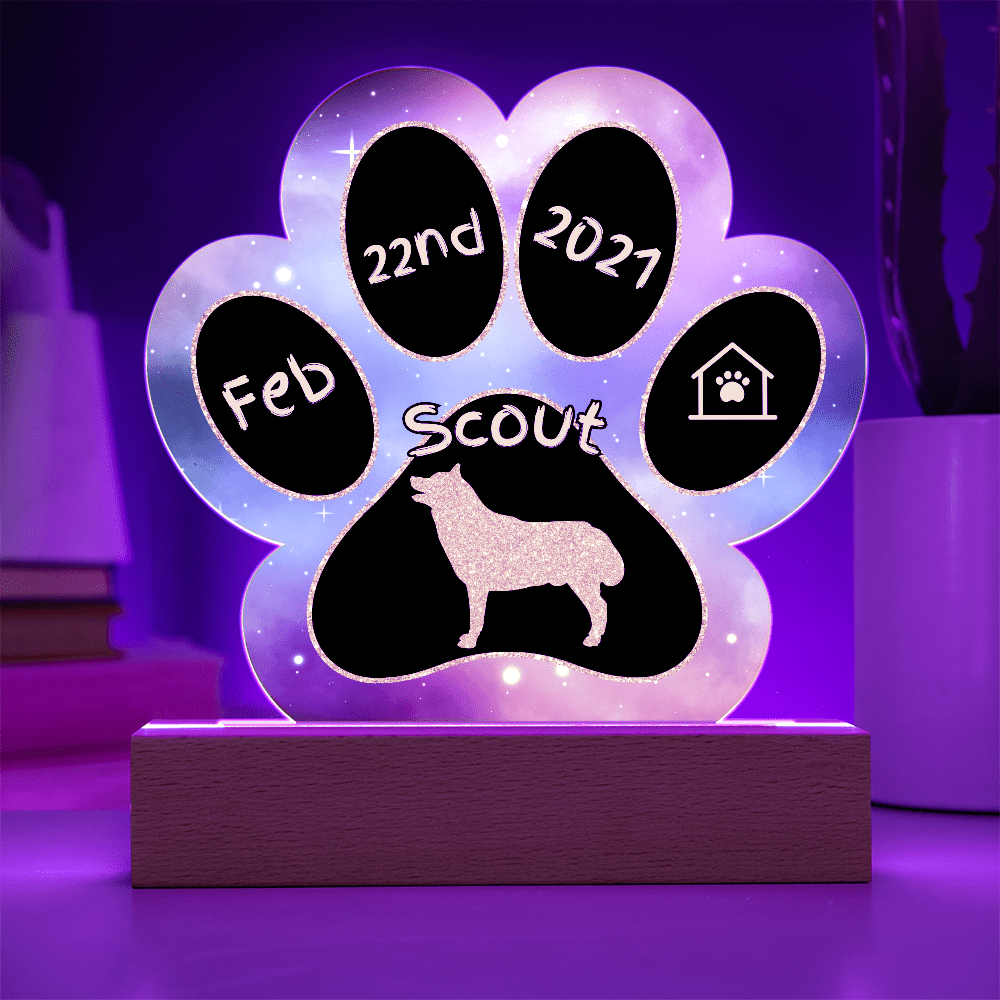 Husky personalized Gotcha Day acrylic dog plaque - 7" paw print keepsake