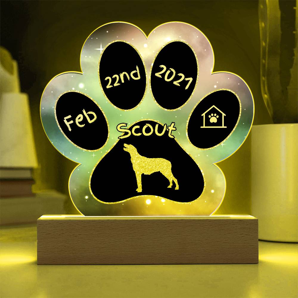 Irish Wolfhound personalized Gotcha Day acrylic dog plaque - 7" paw print sign