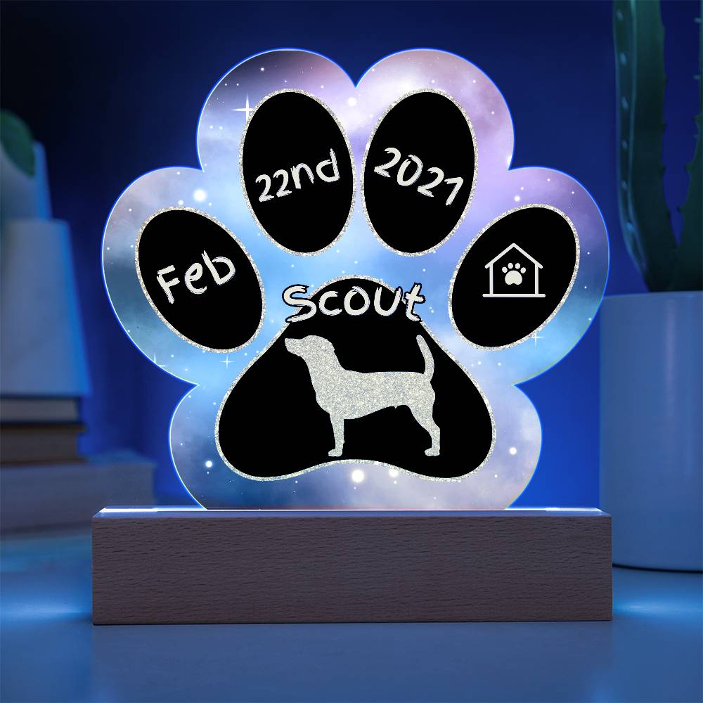 Jack Russell personalized Gotcha Day acrylic dog plaque - 7" paw print keepsake
