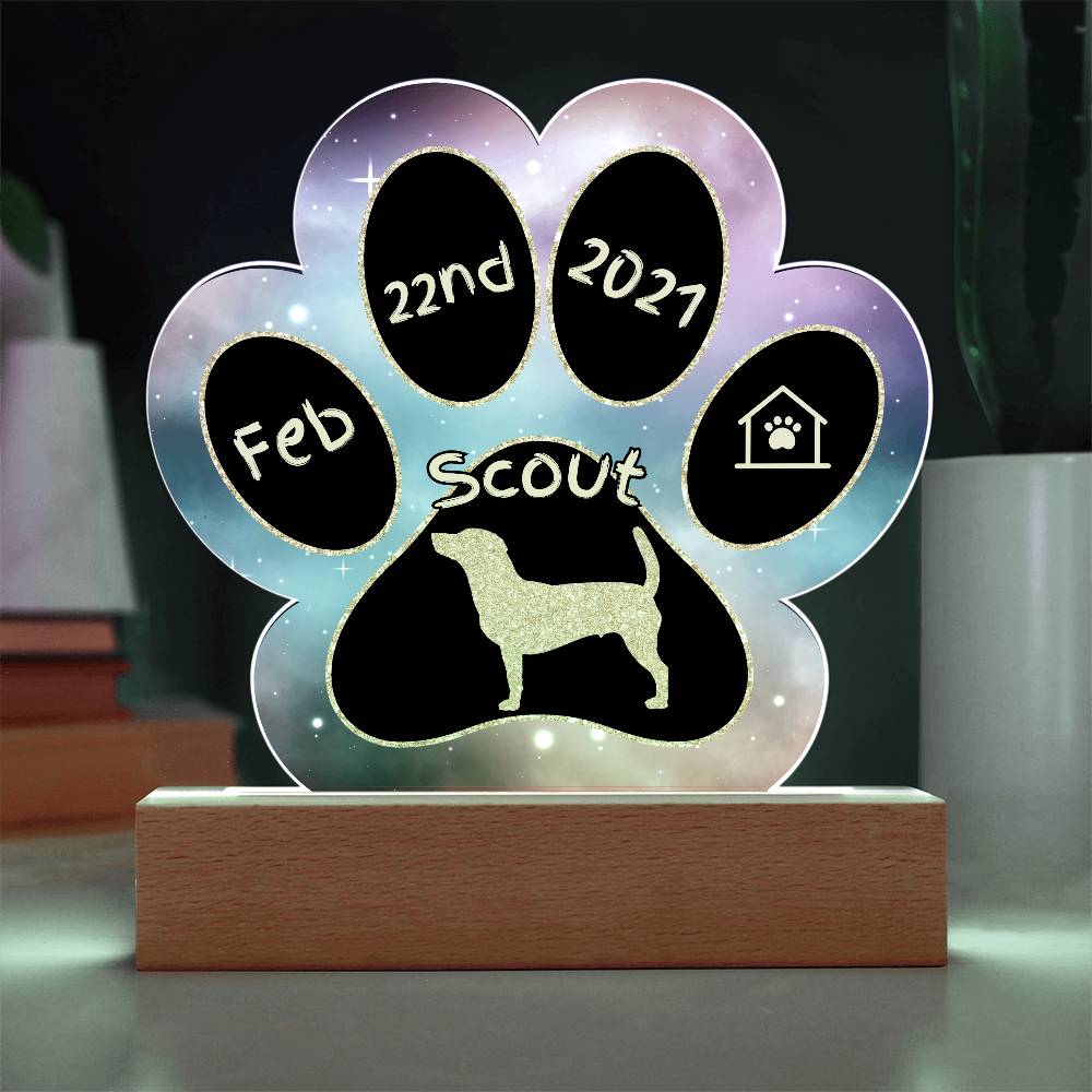 Jack Russell personalized Gotcha Day acrylic dog plaque - 7" paw print keepsake