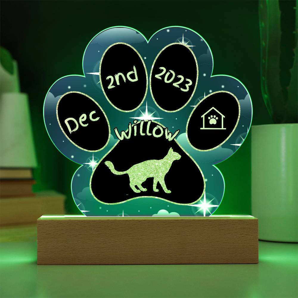 Javanese Cat Gotcha Day Plaque - Custom 7" LED Acrylic Paw Print Cat Gift