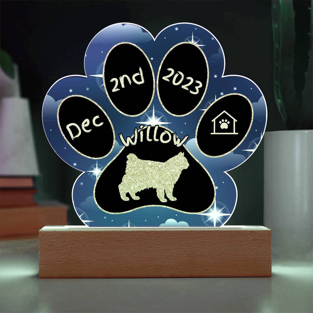 Kurilian Bobtail Cat Gotcha Day Plaque - Custom 7" LED Acrylic Paw Print Adoption Gift