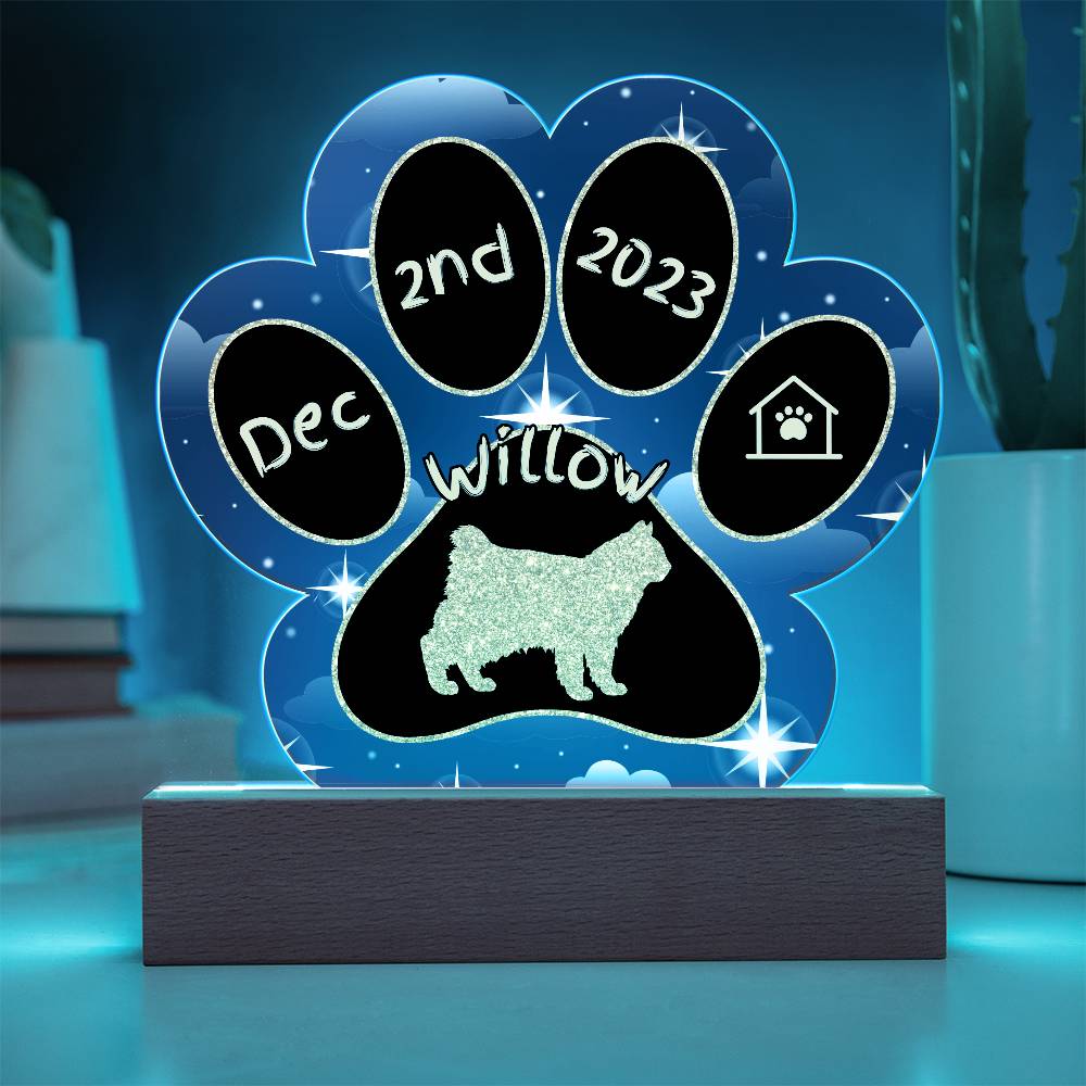 Kurilian Bobtail Cat Gotcha Day Plaque - Custom 7" LED Acrylic Paw Print Adoption Gift