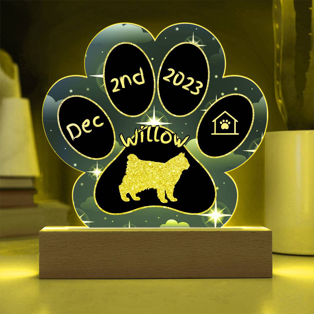 Kurilian Bobtail Cat Gotcha Day Plaque - Custom 7" LED Acrylic Paw Print Adoption Gift