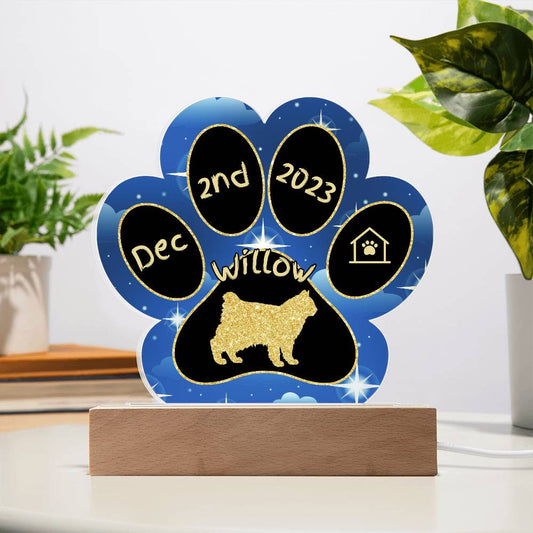 Kurilian Bobtail Cat Gotcha Day Plaque - Custom 7" LED Acrylic Paw Print Adoption Gift