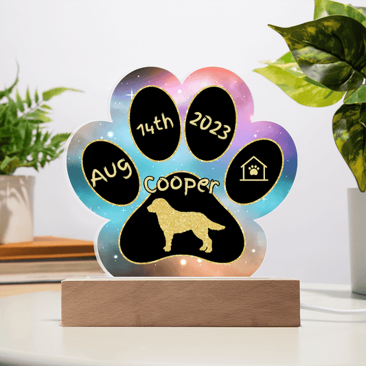 Kuvasz personalized Gotcha Day acrylic dog plaque - 7" paw print sign