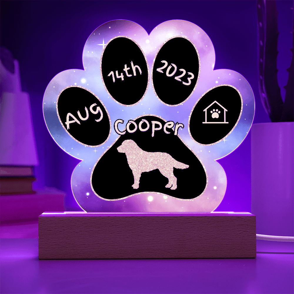 Kuvasz personalized Gotcha Day acrylic dog plaque - 7" paw print sign