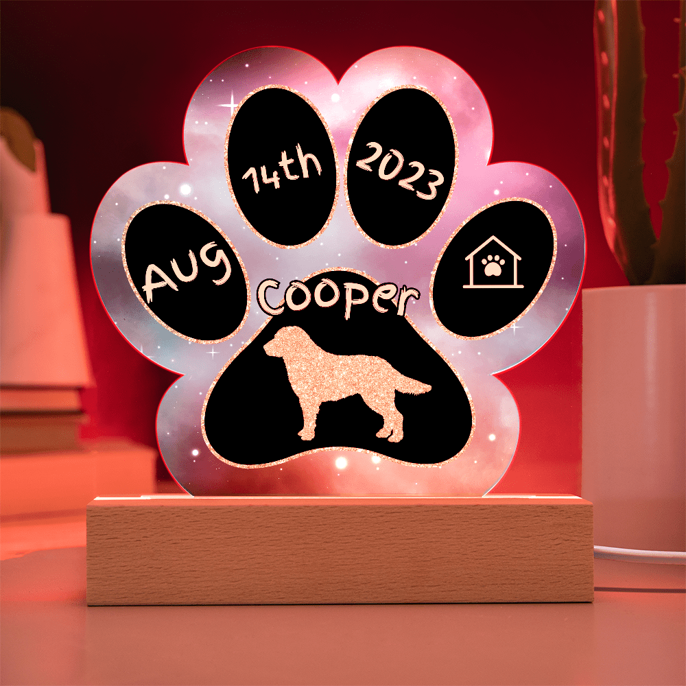 Kuvasz personalized Gotcha Day acrylic dog plaque - 7" paw print sign