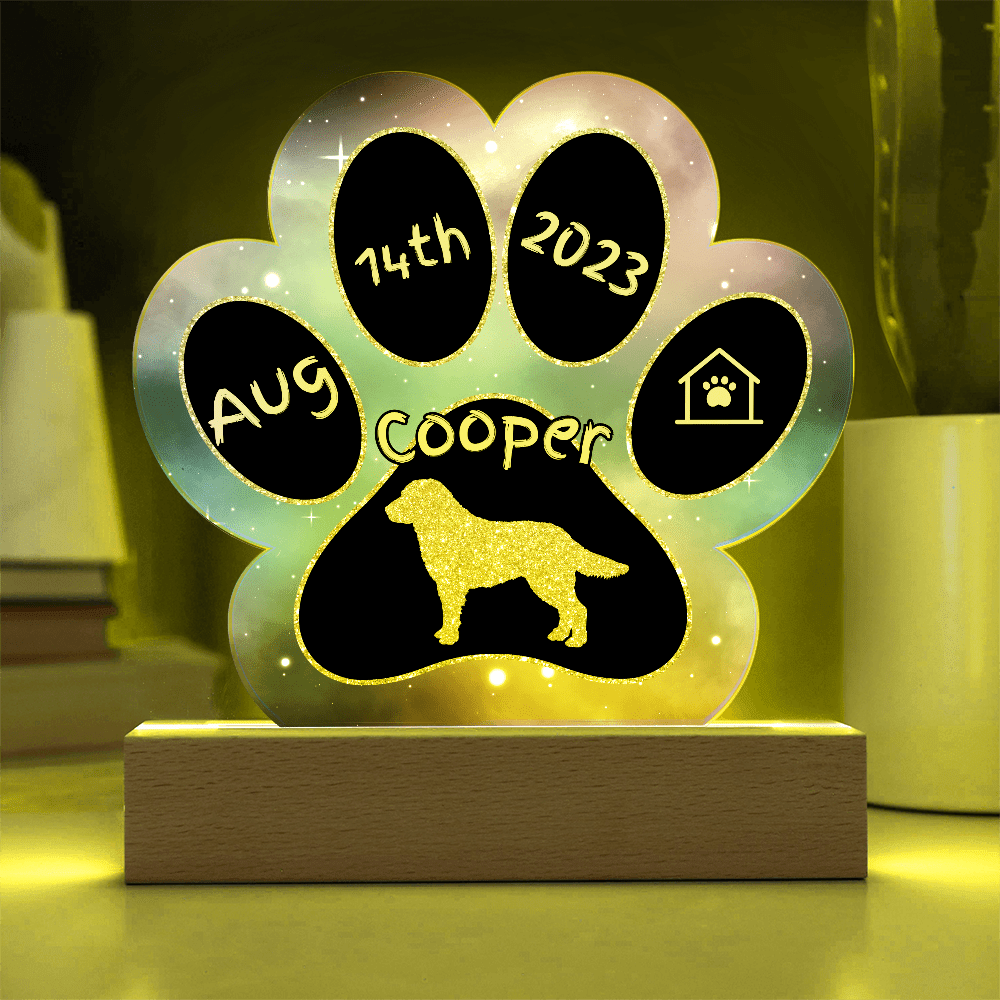 Kuvasz personalized Gotcha Day acrylic dog plaque - 7" paw print sign