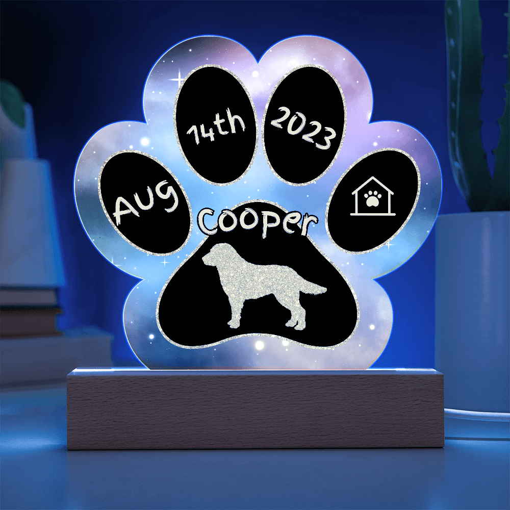 Kuvasz personalized Gotcha Day acrylic dog plaque - 7" paw print sign