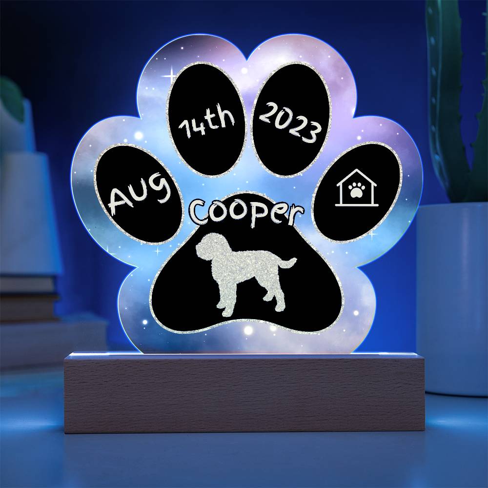 Lagotto Romagnolo personalized Gotcha Day acrylic dog plaque - 7" paw print gift