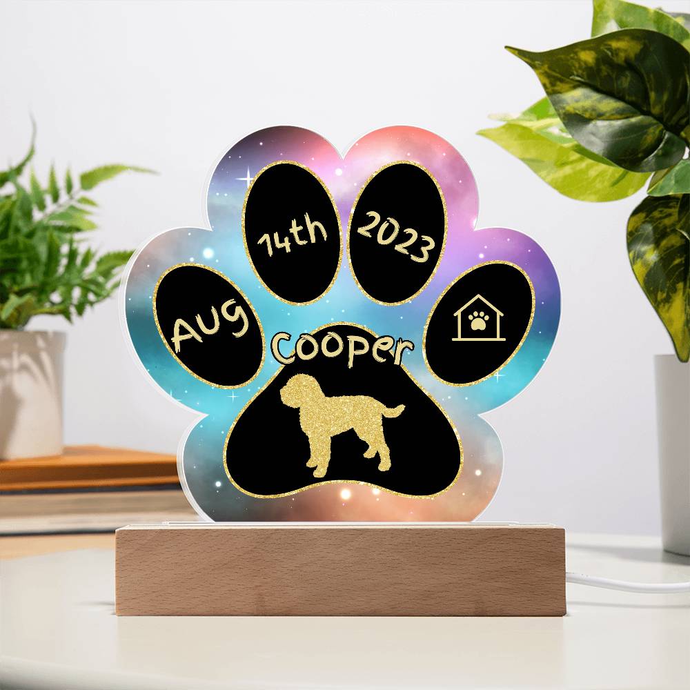 Lagotto Romagnolo personalized Gotcha Day acrylic dog plaque - 7" paw print gift