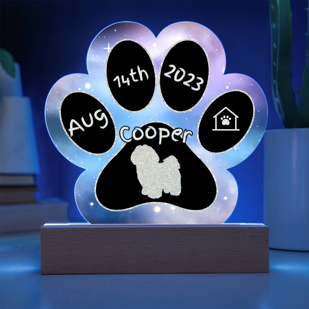 Lhasa Apso personalized Gotcha Day acrylic dog plaque - 7" paw print gift