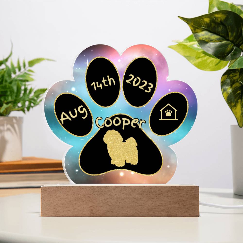 Lhasa Apso personalized Gotcha Day acrylic dog plaque - 7" paw print gift