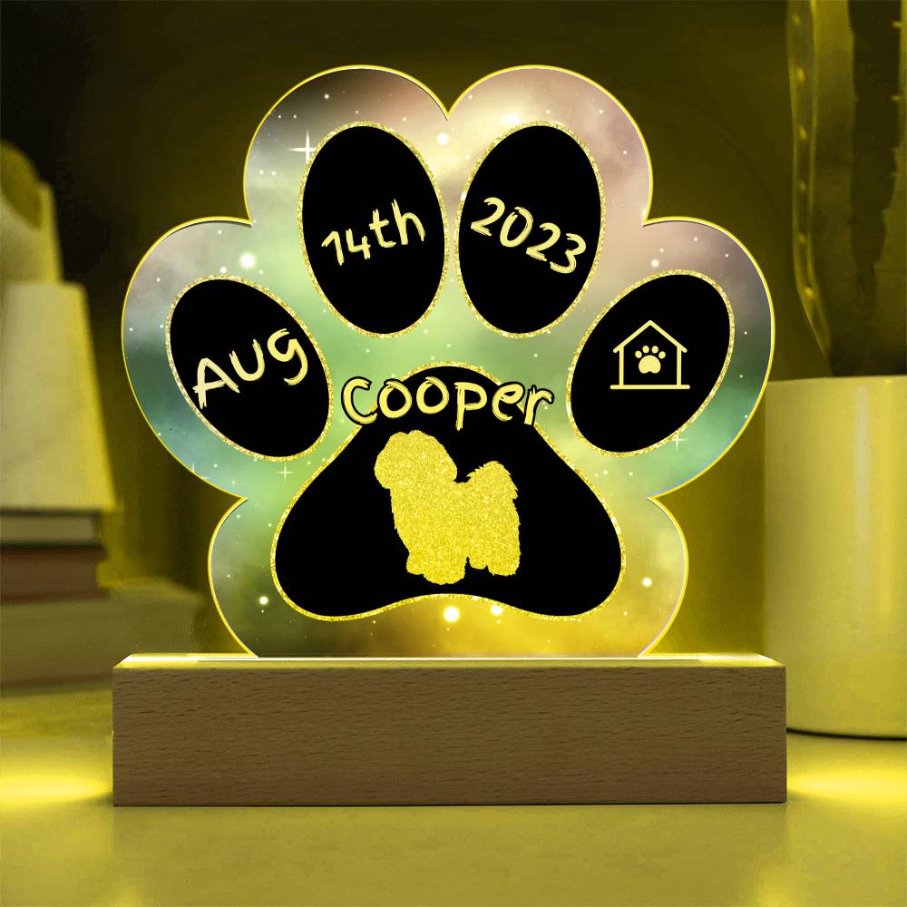 Lhasa Apso personalized Gotcha Day acrylic dog plaque - 7" paw print gift
