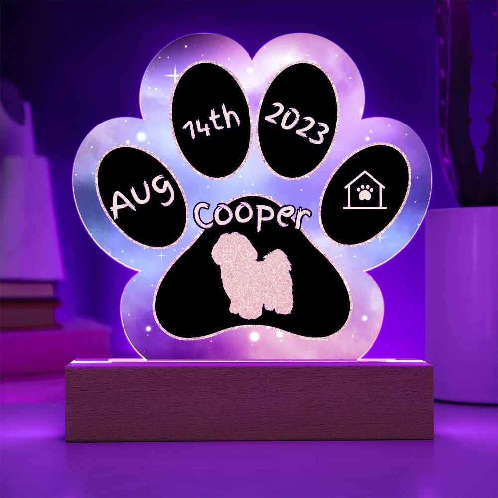 Lhasa Apso personalized Gotcha Day acrylic dog plaque - 7" paw print gift