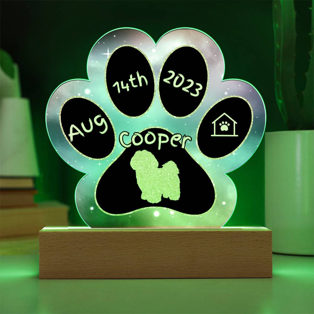 Lhasa Apso personalized Gotcha Day acrylic dog plaque - 7" paw print gift