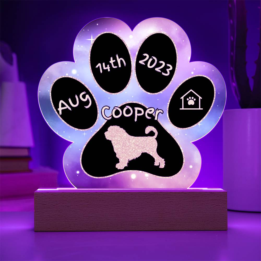 7" Acrylic Paw Print Plaque - Löwchen - Personalized Little Lion Dog Plaque, Custom Gotcha Day Decor for Rare Toy Breed Lovers