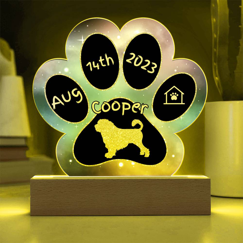 7" Acrylic Paw Print Plaque - Löwchen - Personalized Little Lion Dog Plaque, Custom Gotcha Day Decor for Rare Toy Breed Lovers