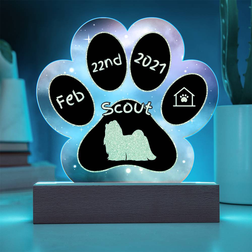 Maltese personalized Gotcha Day acrylic dog plaque - 7" paw print gift
