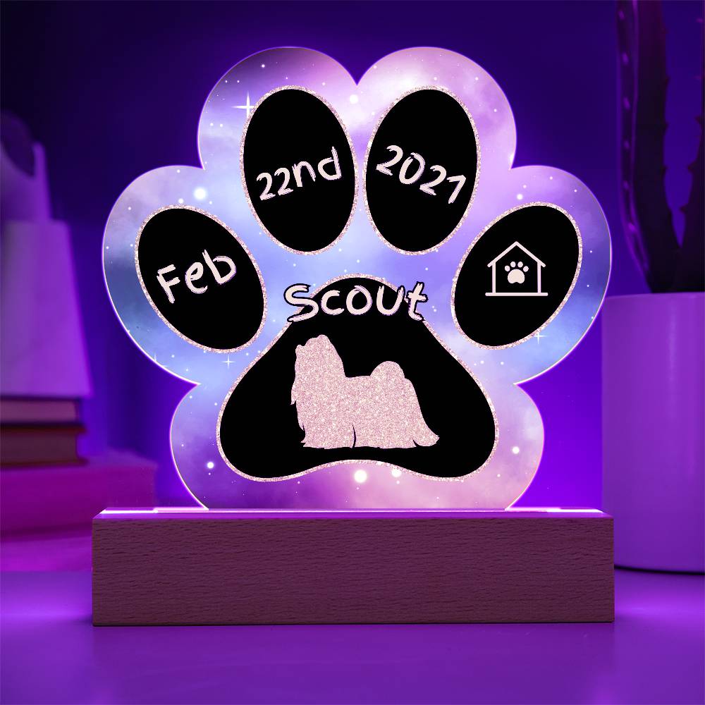 Maltese personalized Gotcha Day acrylic dog plaque - 7" paw print gift