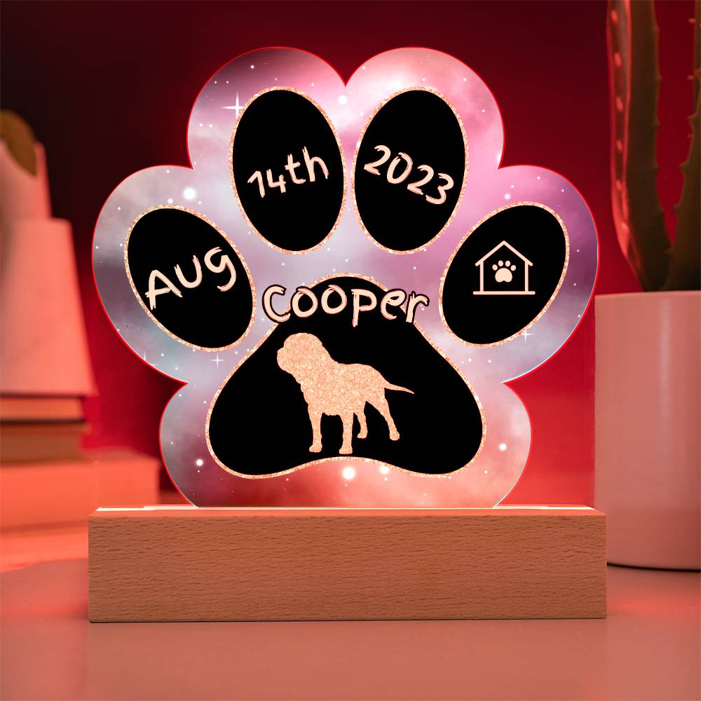 Mastiff personalized Gotcha Day acrylic dog plaque - 7" paw print gift