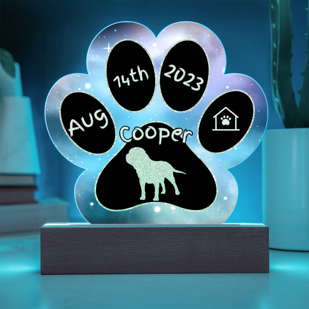 Mastiff personalized Gotcha Day acrylic dog plaque - 7" paw print gift