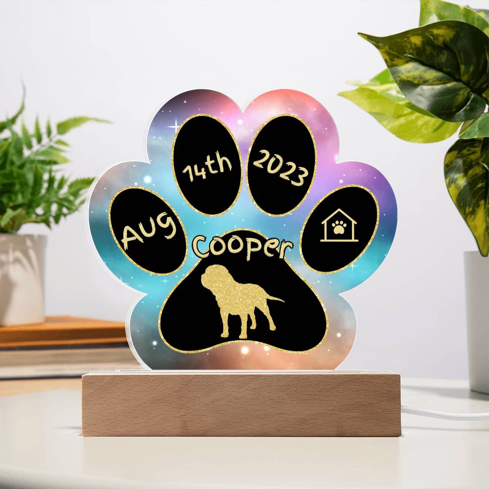 Mastiff personalized Gotcha Day acrylic dog plaque - 7" paw print gift