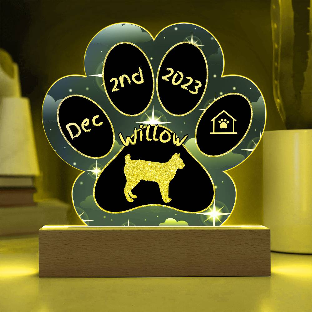 Mekong Bobtail Cat Gotcha Day Plaque - Personalized 7" LED Acrylic Paw Print Arrival Keepsake