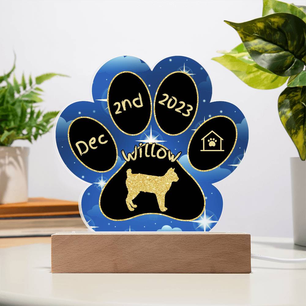 Mekong Bobtail Cat Gotcha Day Plaque - Personalized 7" LED Acrylic Paw Print Arrival Keepsake