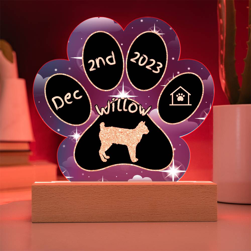 Mekong Bobtail Cat Gotcha Day Plaque - Personalized 7" LED Acrylic Paw Print Arrival Keepsake