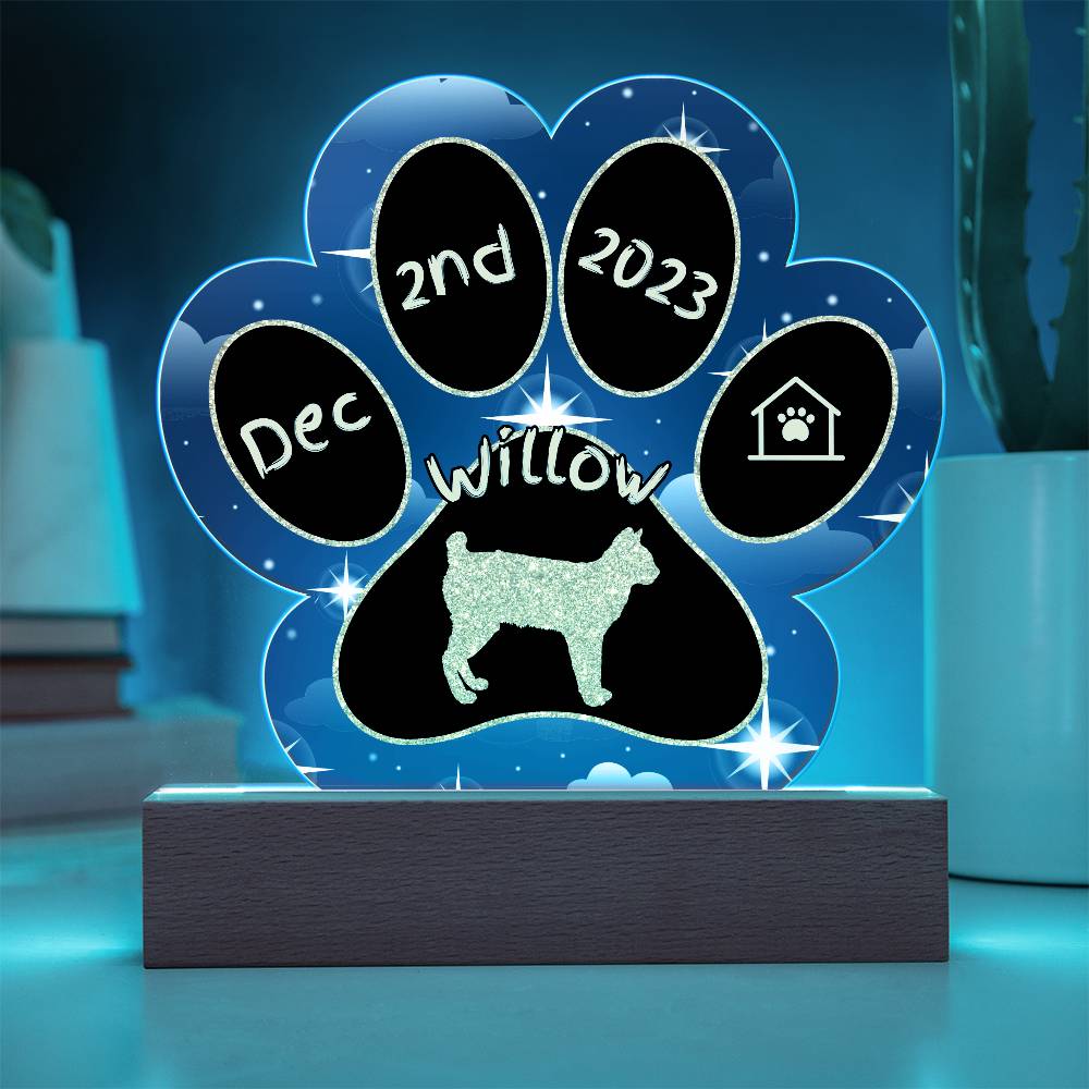 Mekong Bobtail Cat Gotcha Day Plaque - Personalized 7" LED Acrylic Paw Print Arrival Keepsake