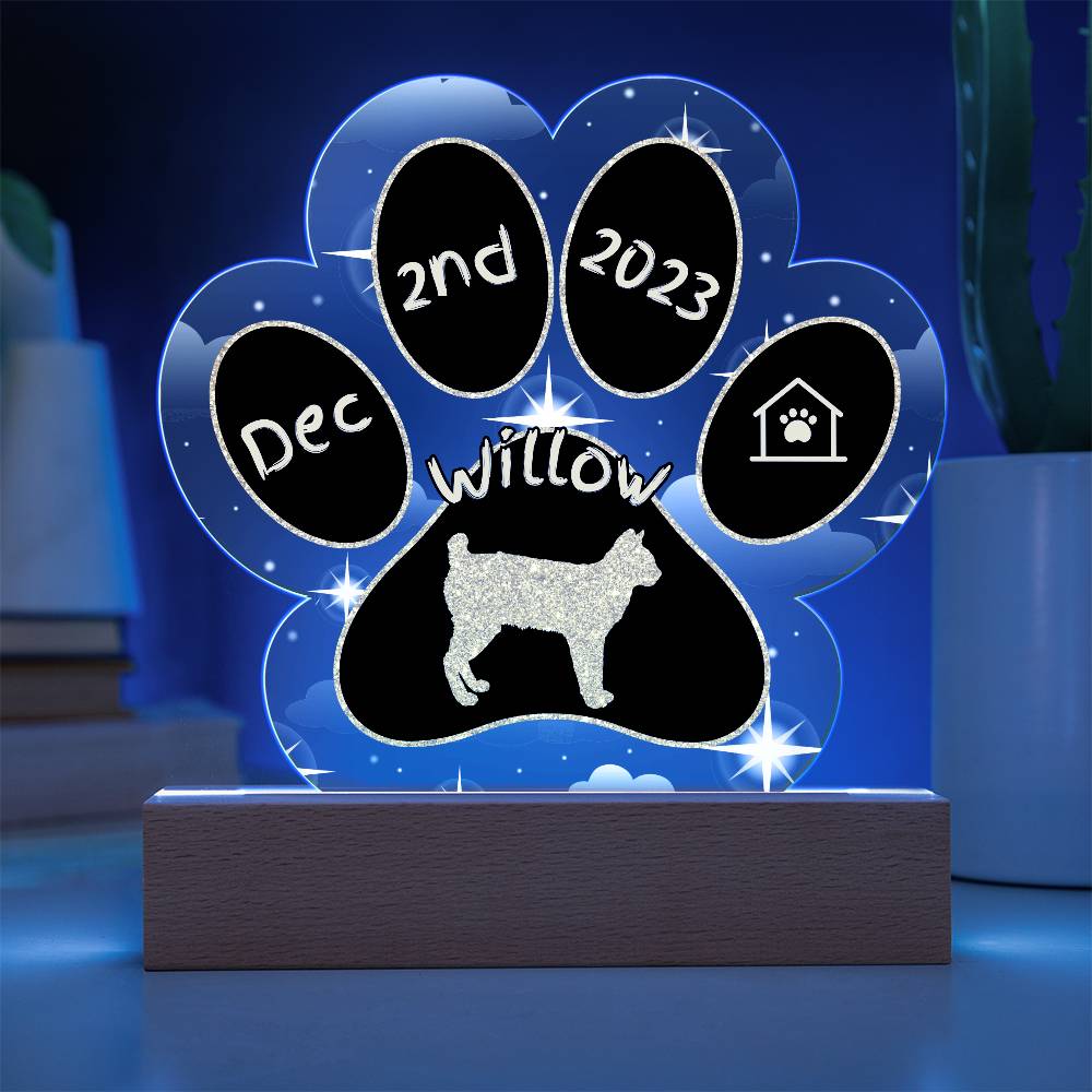 Mekong Bobtail Cat Gotcha Day Plaque - Personalized 7" LED Acrylic Paw Print Arrival Keepsake