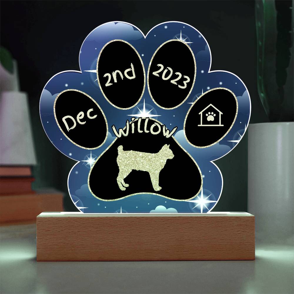 Mekong Bobtail Cat Gotcha Day Plaque - Personalized 7" LED Acrylic Paw Print Arrival Keepsake