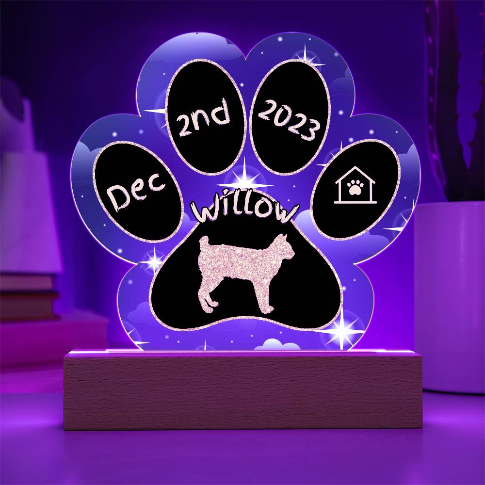 Mekong Bobtail Cat Gotcha Day Plaque - Personalized 7" LED Acrylic Paw Print Arrival Keepsake