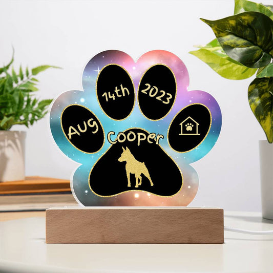 Miniature Pinscher Gotcha Day plaque - personalized 7" acrylic dog sign