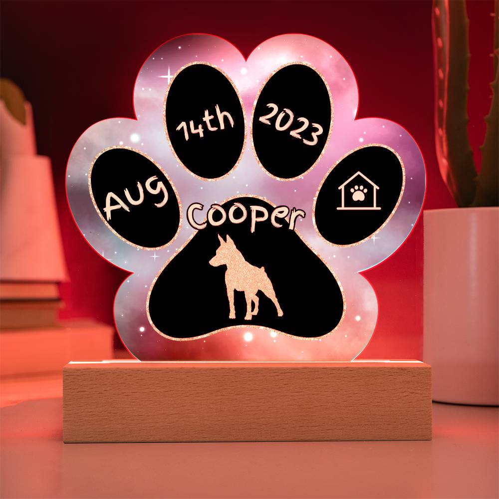 Miniature Pinscher Gotcha Day plaque - personalized 7" acrylic dog sign