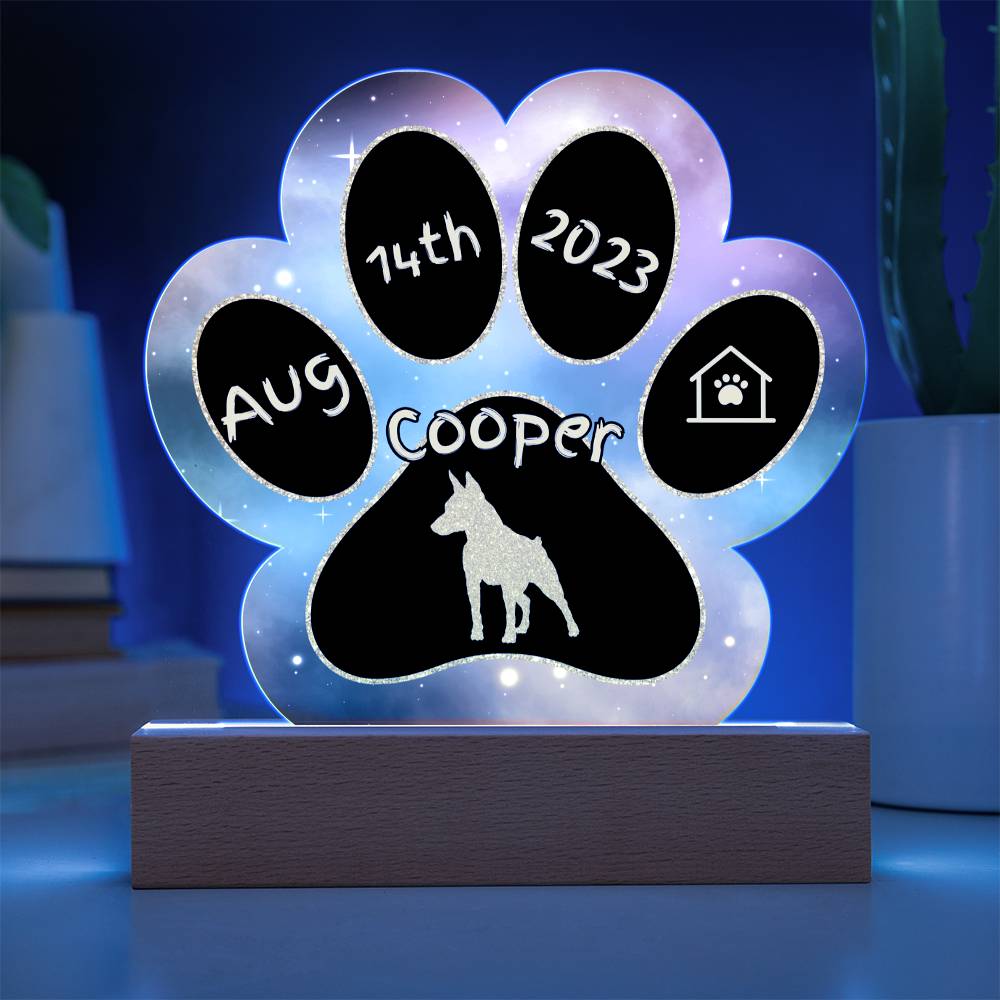 7" Acrylic Paw Print Plaque - Miniature Pinscher - Custom Min Pin Name Gift, Gotcha Day Sign for Small Dog Breed Fans, Alert Pup Decor