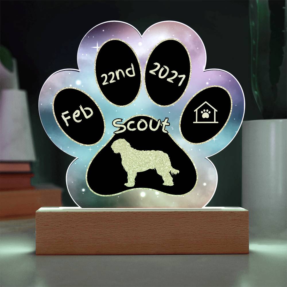 Otterhound personalized Gotcha Day acrylic dog plaque - 7" paw print keepsake