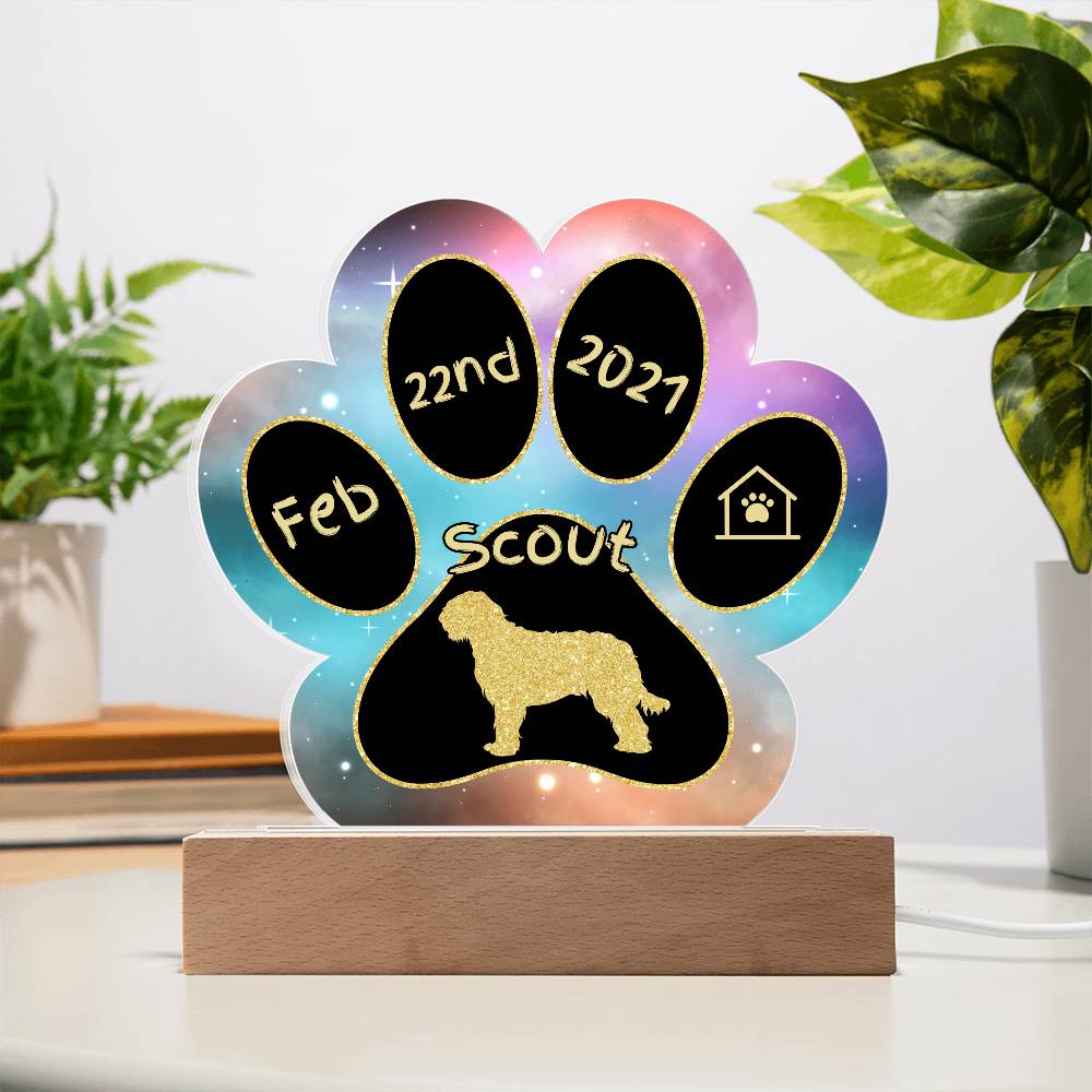 Otterhound personalized Gotcha Day acrylic dog plaque - 7" paw print keepsake